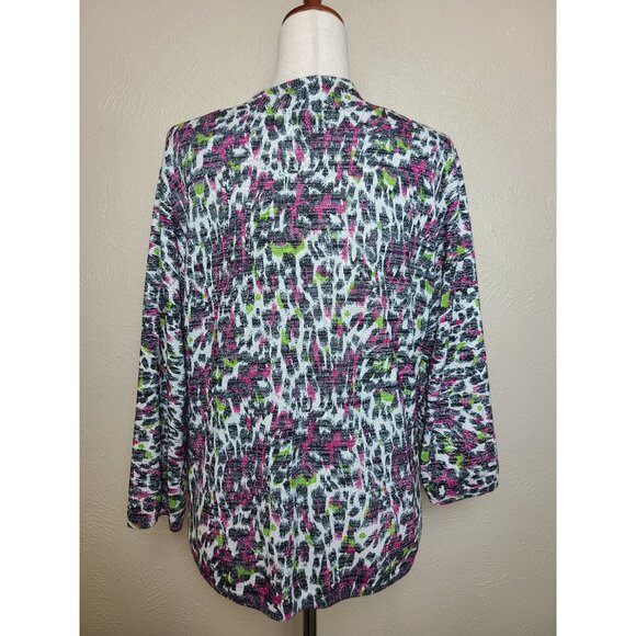 A la carte WOmens Cardigan Multicolor White Purple Green Size XL A440 - Picture 5 of 8